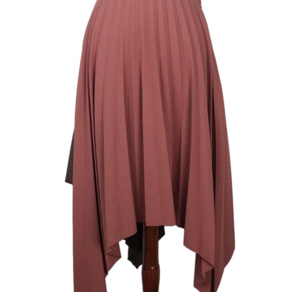 Acne Studios Electric-Pleated Asymmetrical Midi Skirt In Orange Wool Blend sz 36 - Picture 3 of 10